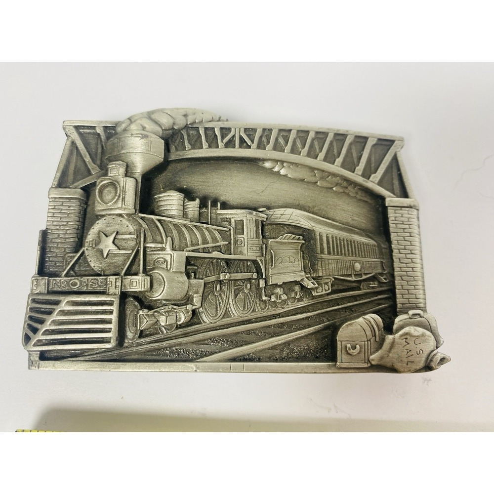 1983 Bergamot Brass Works Train Locomotive Belt Buckle‎ Steam Engine Golden Age